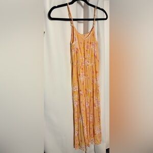 Peach Floral Tiered Maxi Dress